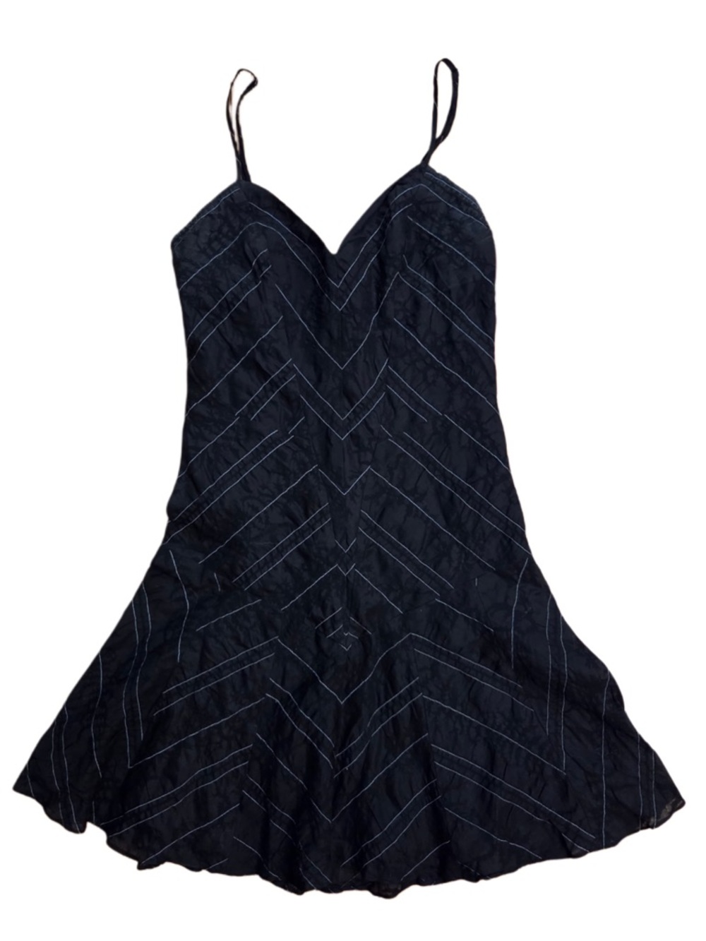 Armani Exchange Black Charcoal Skinny Strap Slip Dress with Chevron Stitching!